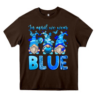 Chocolate Brown in april we wear blue autism gnomes Heavy Core Tee - Zillion Design Studio