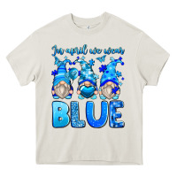 Cream in april we wear blue autism gnomes Heavy Core Tee - Zillion Design Studio