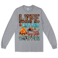 Heather Grey life is better by the campfire Long Sleeve Tee - JahusDesignShop