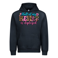 Navy half of my haert is deployed olivia Urban Hoodie - OliviaCreatesArt