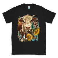 Black Hereford heifer with sunflower and leopard Classic Tee - LillyAllenDesigns