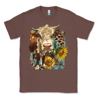 Chestnut Hereford heifer with sunflower and leopard Classic Tee - LillyAllenDesigns