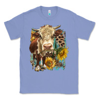 Colony Blue Hereford heifer with sunflower and leopard Classic Tee - LillyAllenDesigns