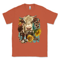 Copper Hereford heifer with sunflower and leopard Classic Tee - LillyAllenDesigns