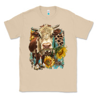 Mushroom Hereford heifer with sunflower and leopard Classic Tee - LillyAllenDesigns