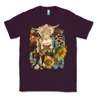 Plum Hereford heifer with sunflower and leopard Classic Tee - LillyAllenDesigns