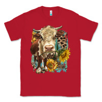 Red Hereford heifer with sunflower and leopard Classic Tee - LillyAllenDesigns