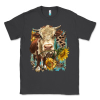 Smoke Hereford heifer with sunflower and leopard Classic Tee - LillyAllenDesigns