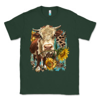 Sports Green Hereford heifer with sunflower and leopard Classic Tee - LillyAllenDesigns