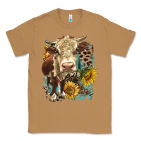 Toasted Coconut Hereford heifer with sunflower and leopard Classic Tee - LillyAllenDesigns