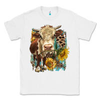 White Hereford heifer with sunflower and leopard Classic Tee - LillyAllenDesigns