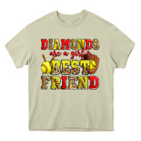 Diamonds Are A Girl's Best Friend Softball Heavy Core Tee | Teevron