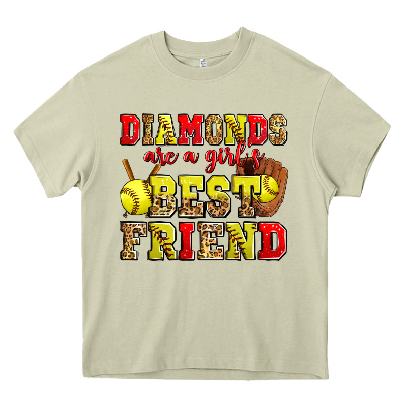 Diamonds Are A Girl's Best Friend Softball Heavy Core Tee by Zillion Design Studio | Teevron