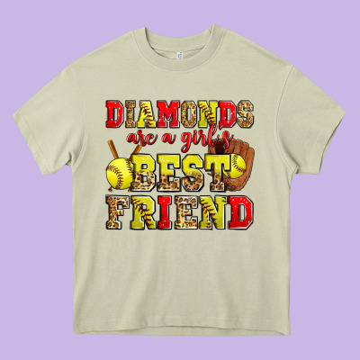 Diamonds Are A Girl's Best Friend Softball Heavy Core Tee Designed By Zillion Design Studio