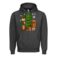 Charcoal Heather Christmas Elf With Gift Zipper Hoodie - BundleAndBundleShop