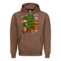 Chestnut Christmas Elf With Gift Zipper Hoodie - BundleAndBundleShop