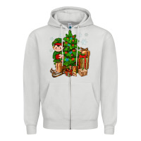 Dove Grey Christmas Elf With Gift Zipper Hoodie - BundleAndBundleShop