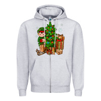 Heather Grey Christmas Elf With Gift Zipper Hoodie - BundleAndBundleShop