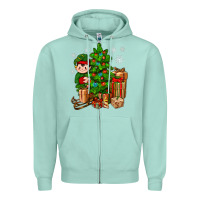 Seafoam Christmas Elf With Gift Zipper Hoodie - BundleAndBundleShop
