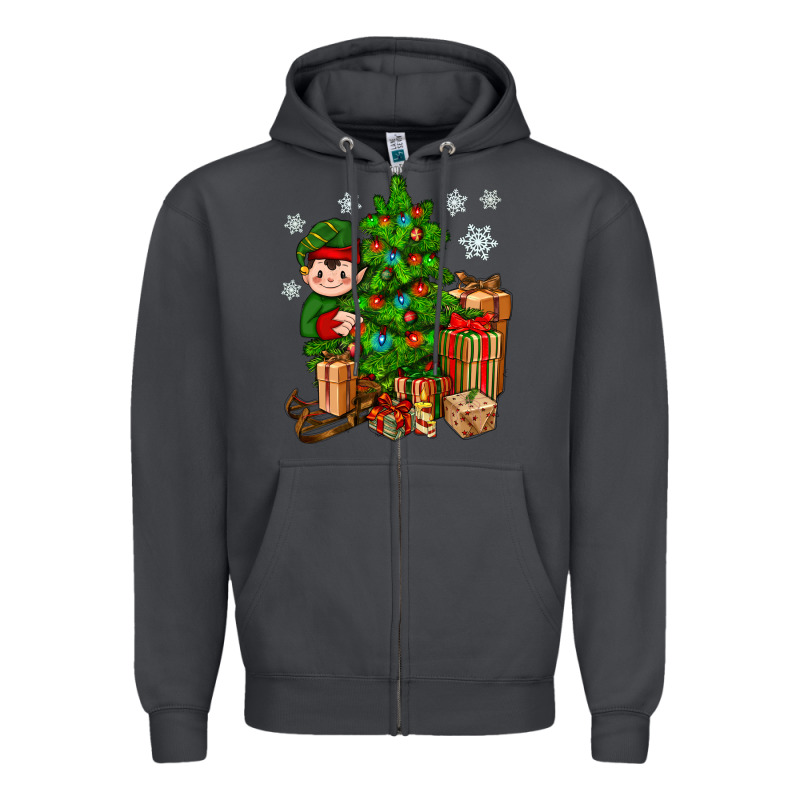 Christmas Elf With Gift Zipper Hoodie by BundleAndBundleShop | Teevron