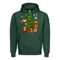 Sports Green Christmas Elf With Gift Zipper Hoodie - BundleAndBundleShop