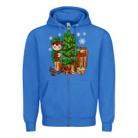 True Royal Christmas Elf With Gift Zipper Hoodie - BundleAndBundleShop