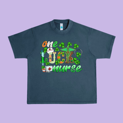 St.patricks One Lucky Nurse Urban Heavy Tee Designed By Barkaloodesign