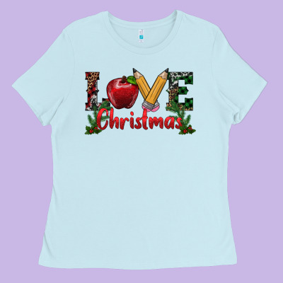 Love Christmas Teacher Ladies Tee Designed By Ranaportraitstore