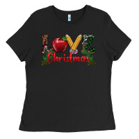 Black love christmas teacher Ladies Tee - RanaPortraitStore