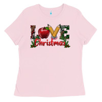 Bubblegum Pink love christmas teacher Ladies Tee - RanaPortraitStore