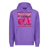 Purple In October We Wear Pink and Watch Basketball Premium Hoodie - texasbilliewilder