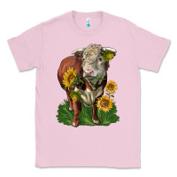 Bubblegum Pink hereford bull with sunflowers Classic Tee - LillyAllenDesigns