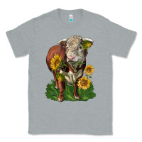 Heather Grey hereford bull with sunflowers Classic Tee - LillyAllenDesigns