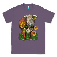 Lavender hereford bull with sunflowers Classic Tee - LillyAllenDesigns