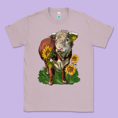 Hereford Bull With Sunflowers Classic Tee Designed By Lillyallendesigns