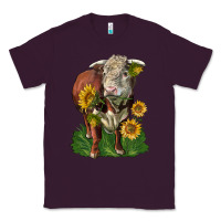 Plum hereford bull with sunflowers Classic Tee - LillyAllenDesigns