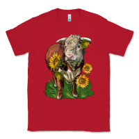 Red hereford bull with sunflowers Classic Tee - LillyAllenDesigns