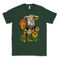 Sports Green hereford bull with sunflowers Classic Tee - LillyAllenDesigns