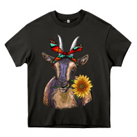 Asphalt sunflower aztec ribbon goat Heavy Core Tee - RanaPortraitStore