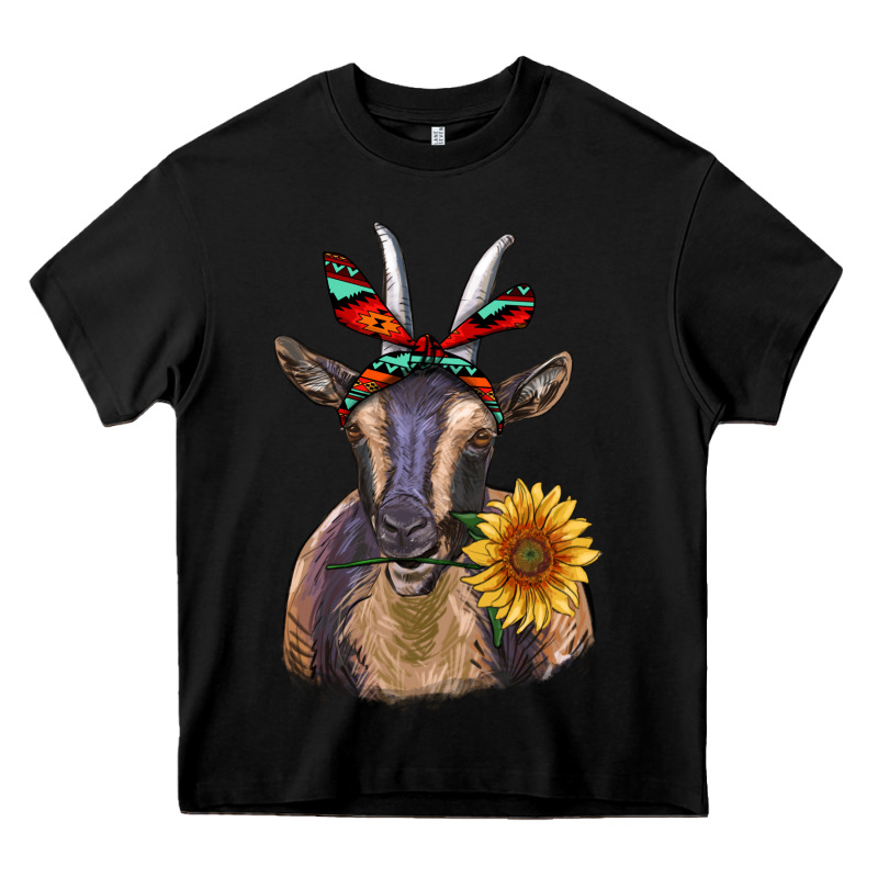 Sunflower Aztec Ribbon Goat Heavy Core Tee by RanaPortraitStore | Teevron