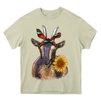Mossy sunflower aztec ribbon goat Heavy Core Tee - RanaPortraitStore