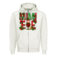 Oatmeal Heather Mimi Elf with Knitting Christmas Zipper Hoodie - BundleAndBundleShop