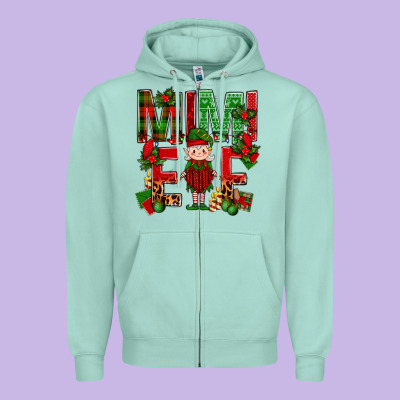 Mimi Elf With Knitting Christmas Zipper Hoodie Designed By Bundleandbundleshop