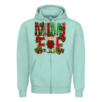 Seafoam Mimi Elf with Knitting Christmas Zipper Hoodie - BundleAndBundleShop