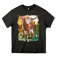 Asphalt longhorn cow with desert background Heavy Core Tee - RanaPortraitStore