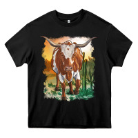Black longhorn cow with desert background Heavy Core Tee - RanaPortraitStore