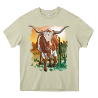 Mossy longhorn cow with desert background Heavy Core Tee - RanaPortraitStore