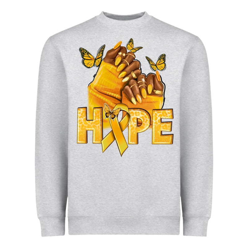 Hope Yellowribbonchildhood Cancer Nails Heavyweight Sweatshirt by NancyCooperArtShop | Teevron