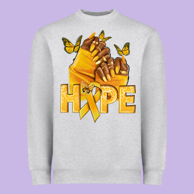 Hope Yellowribbonchildhood Cancer Nails Heavyweight Sweatshirt Designed By Nancycooperartshop