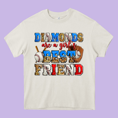 Diamonds Are A Girl's Best Friend Baseball Heavy Core Tee Designed By Zillion Design Studio